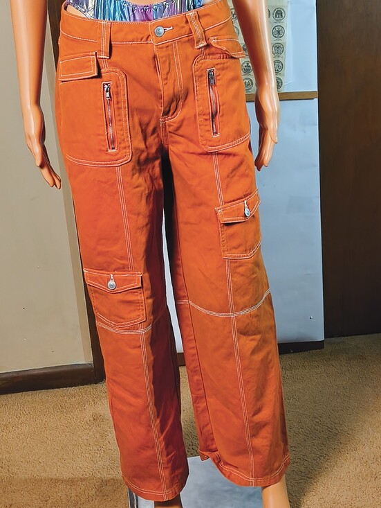 Forever 21 Pants - Forever 21 Orange Straight Leg Cargo Pants Utility Y2K Women’s Size M